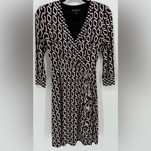 INC International Concepts Women's Red/White/Black Wrap Dress